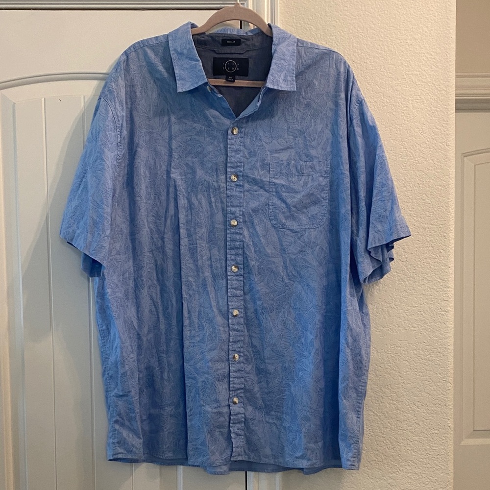Even Tide Men's Blue Design Button-Up Shirt, Sz 3XL